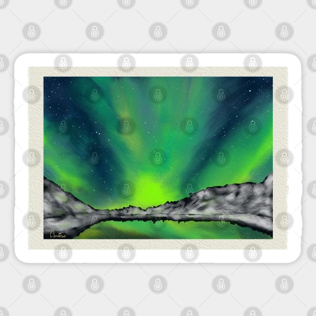 The Green Northern Lights. Artwork by Annalisa Amato Sticker by annalisaamato